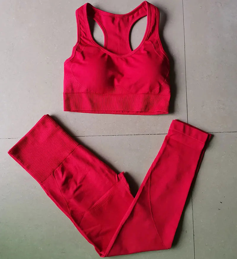 Seamless Sports Suit for Women, Yoga Set, Workout Clothes, Fitness Wear, Long Sleeve Crop Top, High Waist Leggings, Gym Clothing
