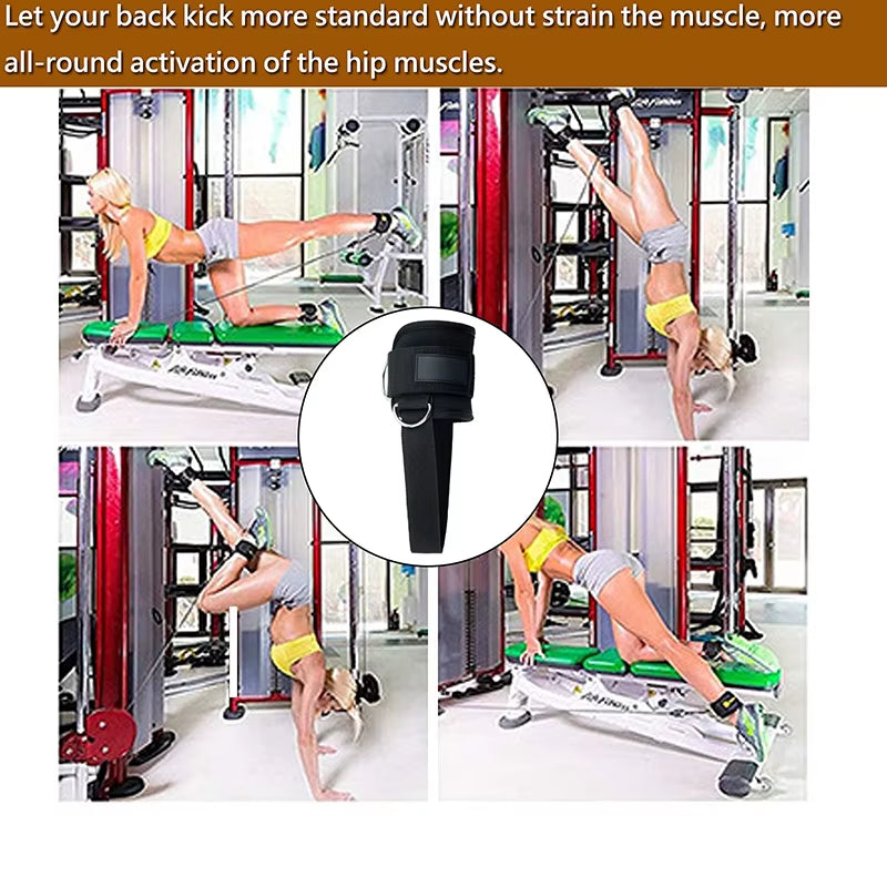 Cable Machine Ankle Straps Fitness Cuffs for Men Women Neoprene Padded 4 D-Ring Ankle Support Protectier Gym Workouts Leg Weight