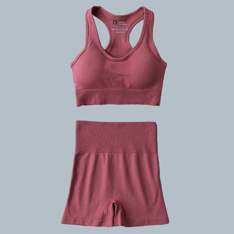 Seamless Sports Suit for Women, Yoga Set, Workout Clothes, Fitness Wear, Long Sleeve Crop Top, High Waist Leggings, Gym Clothing