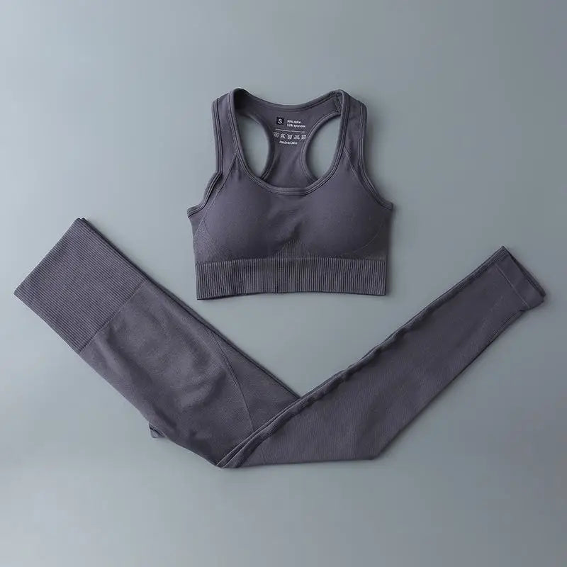 Seamless Sports Suit for Women, Yoga Set, Workout Clothes, Fitness Wear, Long Sleeve Crop Top, High Waist Leggings, Gym Clothing