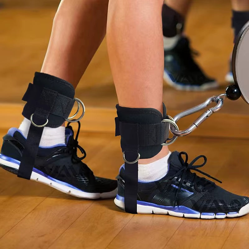 Cable Machine Ankle Straps Fitness Cuffs for Men Women Neoprene Padded 4 D-Ring Ankle Support Protectier Gym Workouts Leg Weight