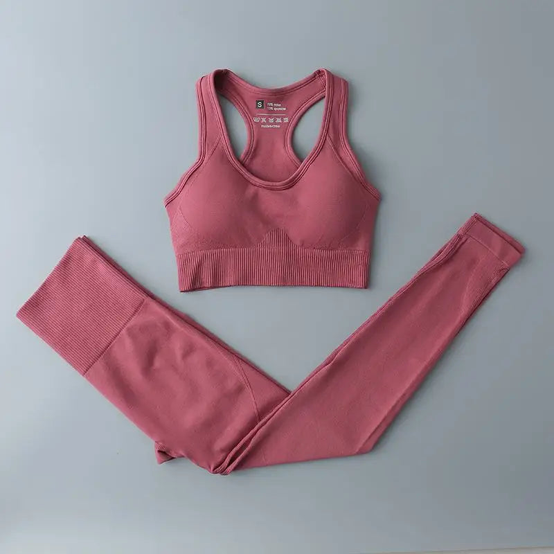 Seamless Sports Suit for Women, Yoga Set, Workout Clothes, Fitness Wear, Long Sleeve Crop Top, High Waist Leggings, Gym Clothing
