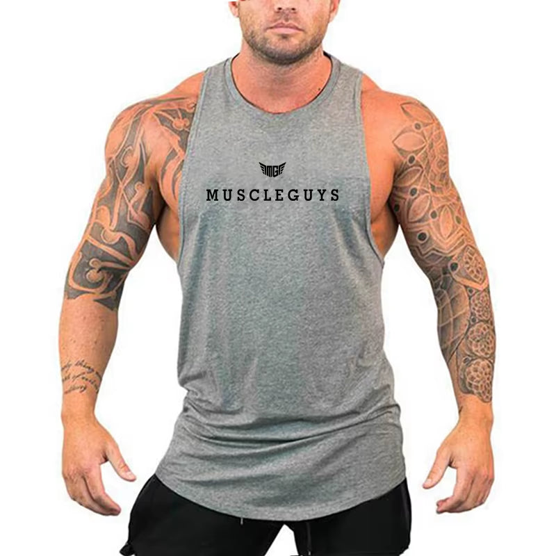 Mens Tank Tops Shirt Gym Tank Top Fitness Clothing Vest Sleeveless Cotton Man Canotte Bodybuilding Ropa Hombre Man Clothes Wear