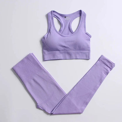 Seamless Sports Suit for Women, Yoga Set, Workout Clothes, Fitness Wear, Long Sleeve Crop Top, High Waist Leggings, Gym Clothing