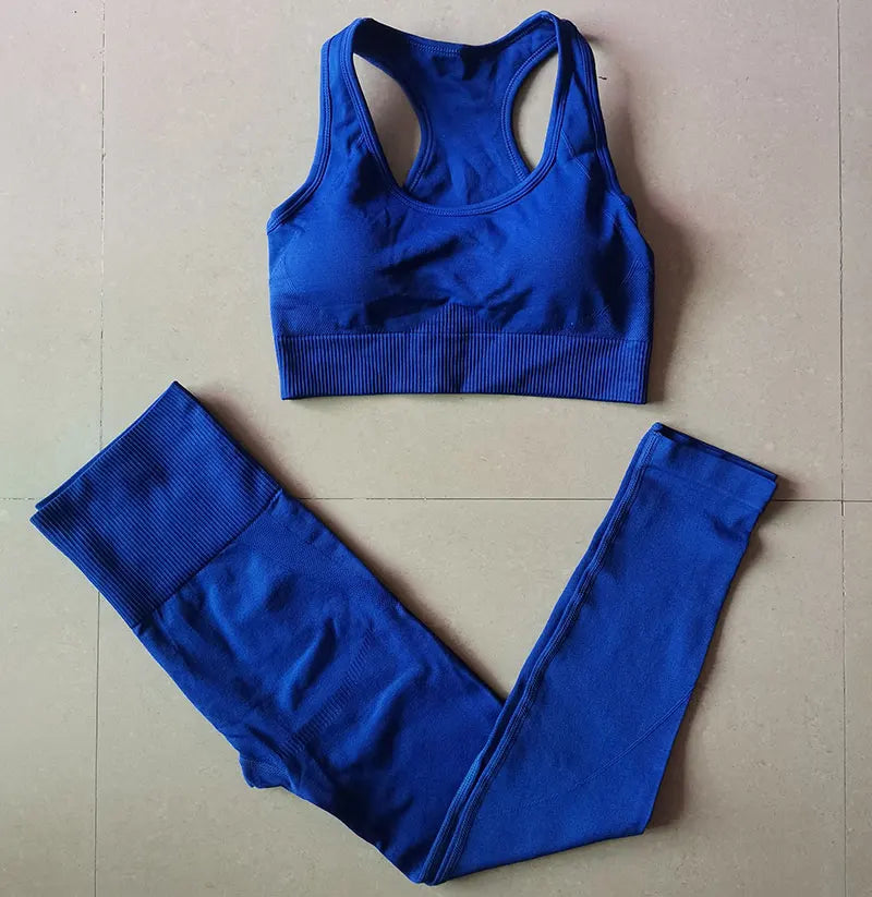 Seamless Sports Suit for Women, Yoga Set, Workout Clothes, Fitness Wear, Long Sleeve Crop Top, High Waist Leggings, Gym Clothing