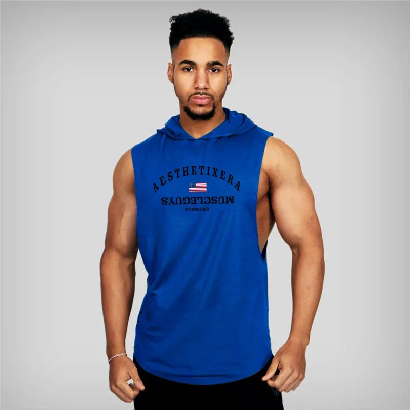 Brand Bodybuilding Stringers Sleeveless Vest Hoodie Gyms Tank Tops for Men Singlets Shirt Cotton Fitness Clothing