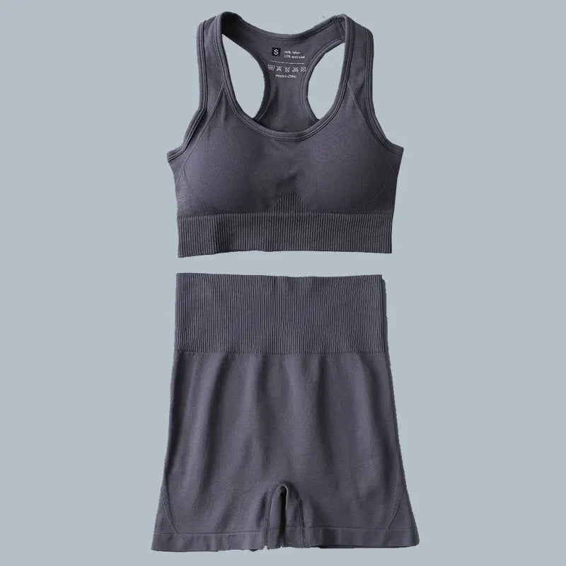 Seamless Sports Suit for Women, Yoga Set, Workout Clothes, Fitness Wear, Long Sleeve Crop Top, High Waist Leggings, Gym Clothing