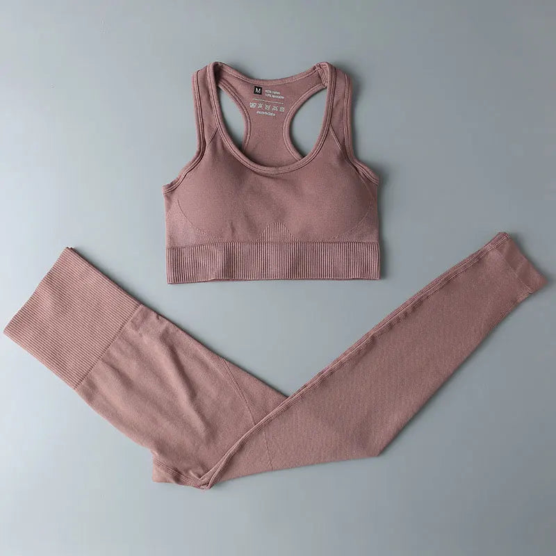 Seamless Sports Suit for Women, Yoga Set, Workout Clothes, Fitness Wear, Long Sleeve Crop Top, High Waist Leggings, Gym Clothing