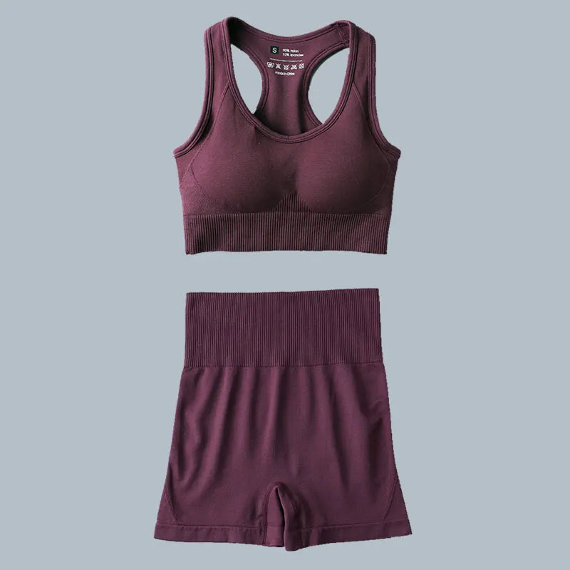 Seamless Sports Suit for Women, Yoga Set, Workout Clothes, Fitness Wear, Long Sleeve Crop Top, High Waist Leggings, Gym Clothing