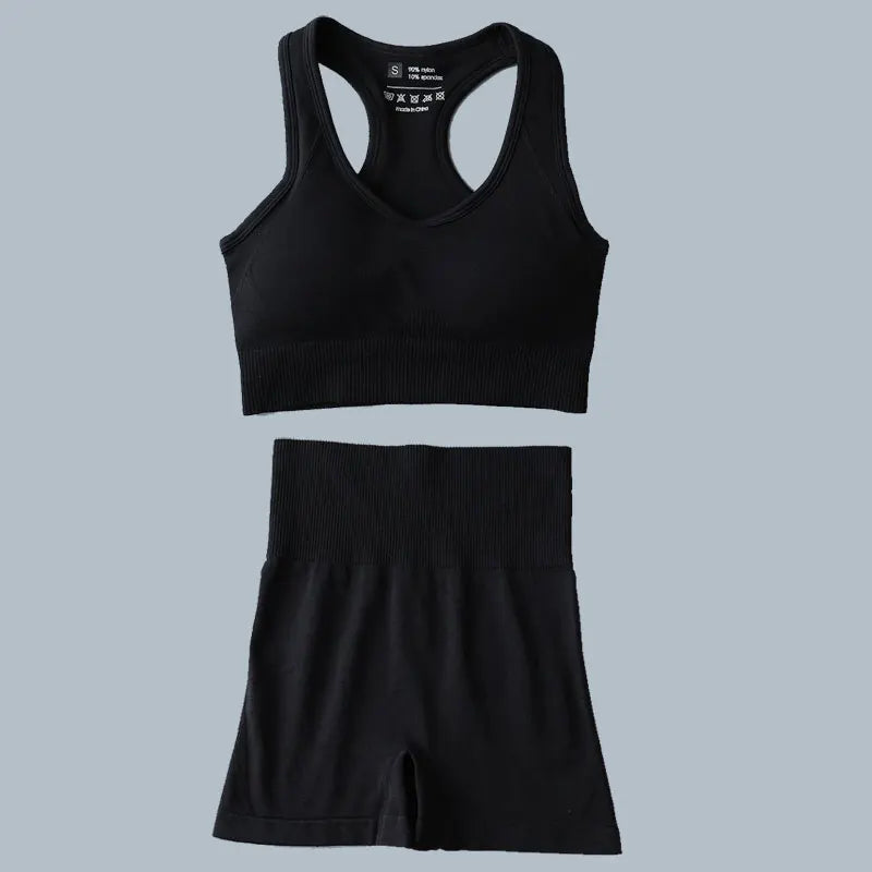 Seamless Sports Suit for Women, Yoga Set, Workout Clothes, Fitness Wear, Long Sleeve Crop Top, High Waist Leggings, Gym Clothing