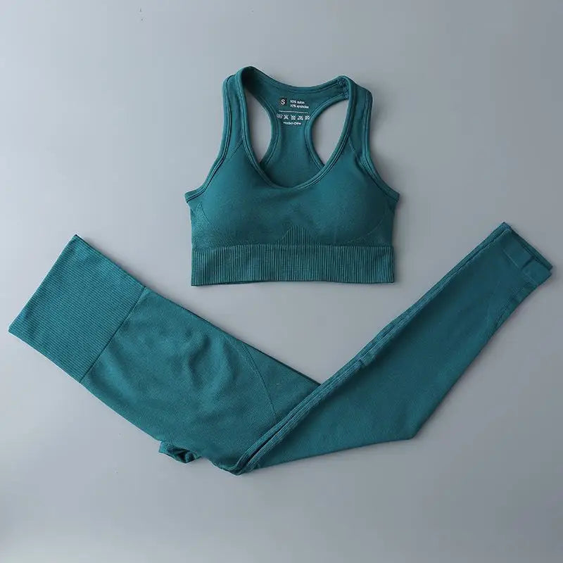 Seamless Sports Suit for Women, Yoga Set, Workout Clothes, Fitness Wear, Long Sleeve Crop Top, High Waist Leggings, Gym Clothing