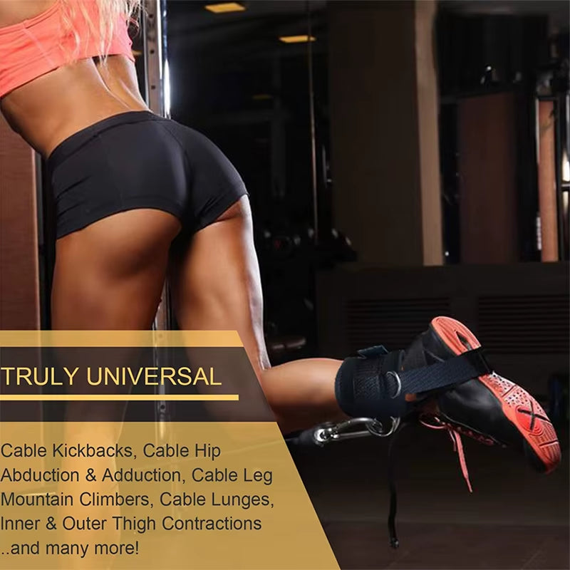 Cable Machine Ankle Straps Fitness Cuffs for Men Women Neoprene Padded 4 D-Ring Ankle Support Protectier Gym Workouts Leg Weight