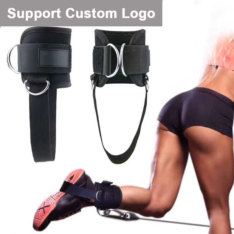 Cable Machine Ankle Straps Fitness Cuffs for Men Women Neoprene Padded 4 D-Ring Ankle Support Protectier Gym Workouts Leg Weight